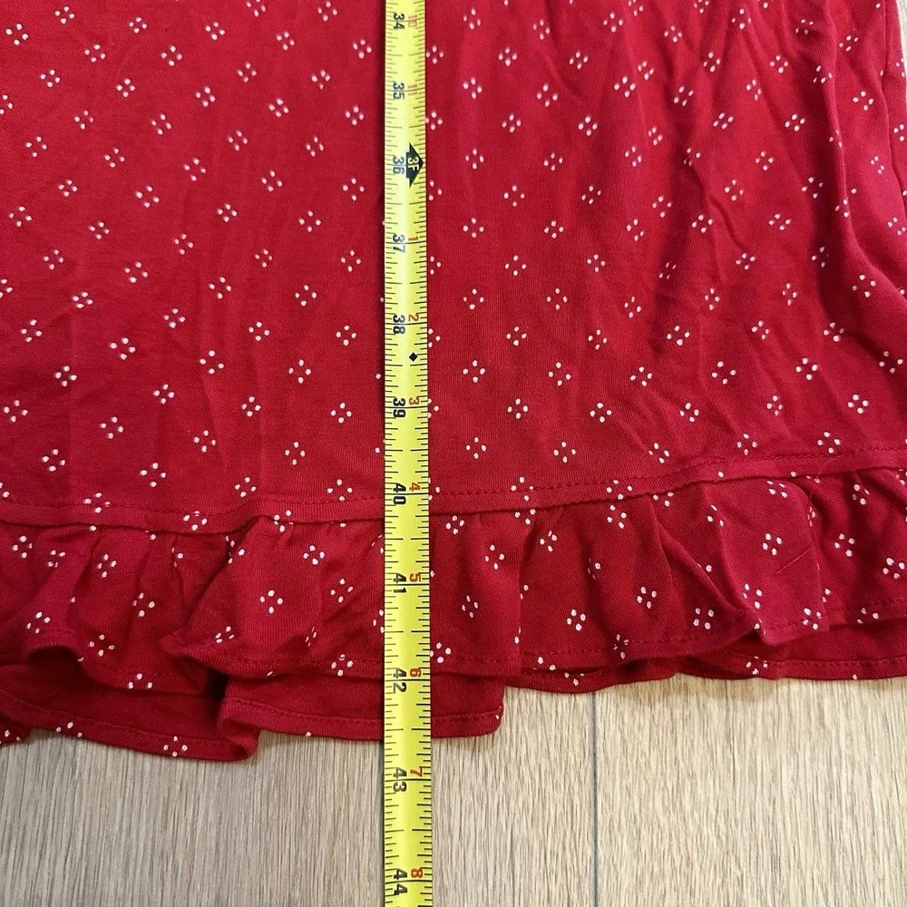 EILEEN WEST 100% MODAL‎ KNIT GOWN LONG SLV Red Lace Cottagecore Trad Wife Sz 3X